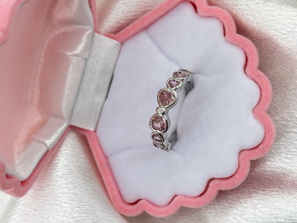 Gümüş Ayarlanabilir Pembe Zirkon Taşlı Fiyonk VIP Yüzük