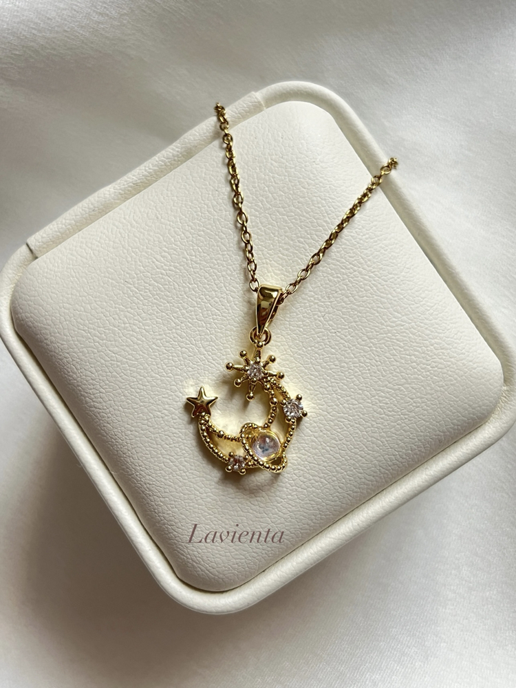 Gold Ay Model Çelik Kolye (45 cm)