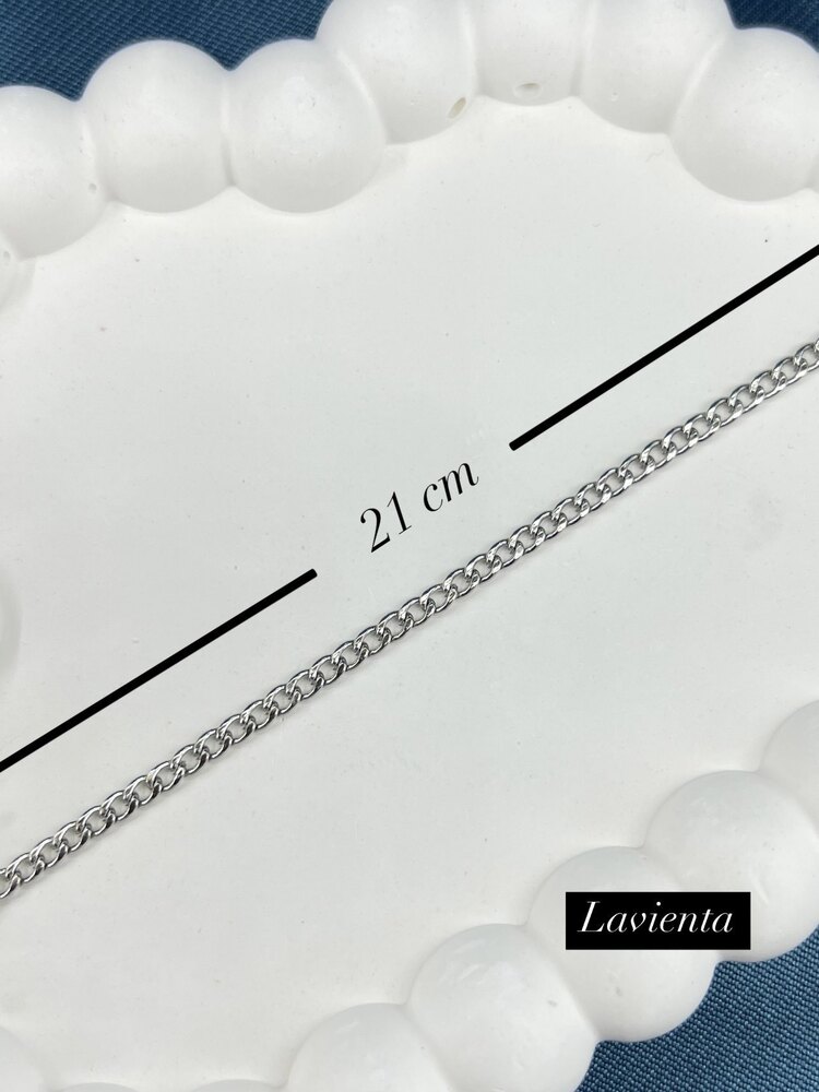 Erkek Gümüş 21 Cm Uzunluğunda Çelik Bileklik