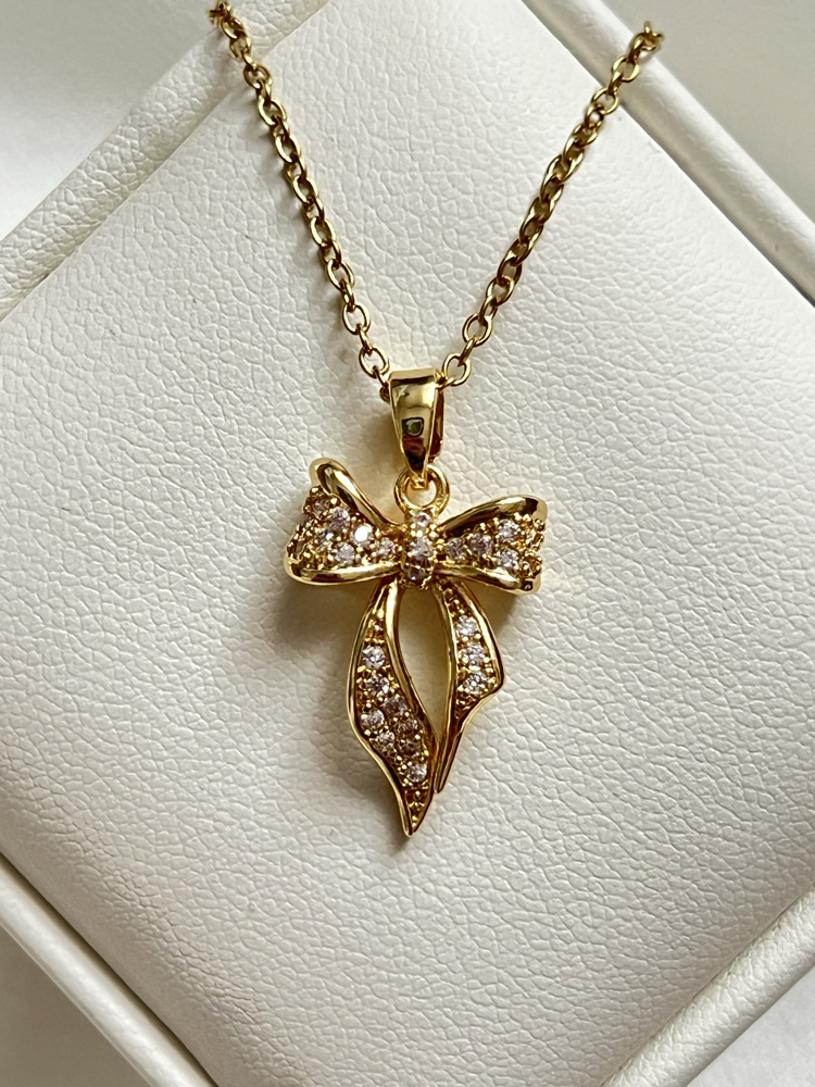 Gold Fiyonk Model Çelik Kolye (45 cm)