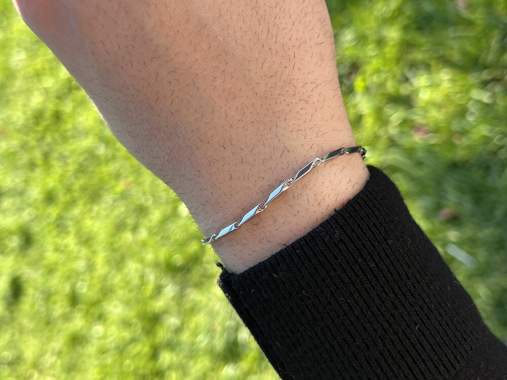 Erkek Gümüş 21 cm Uzunluğunda Çelik Bileklik 