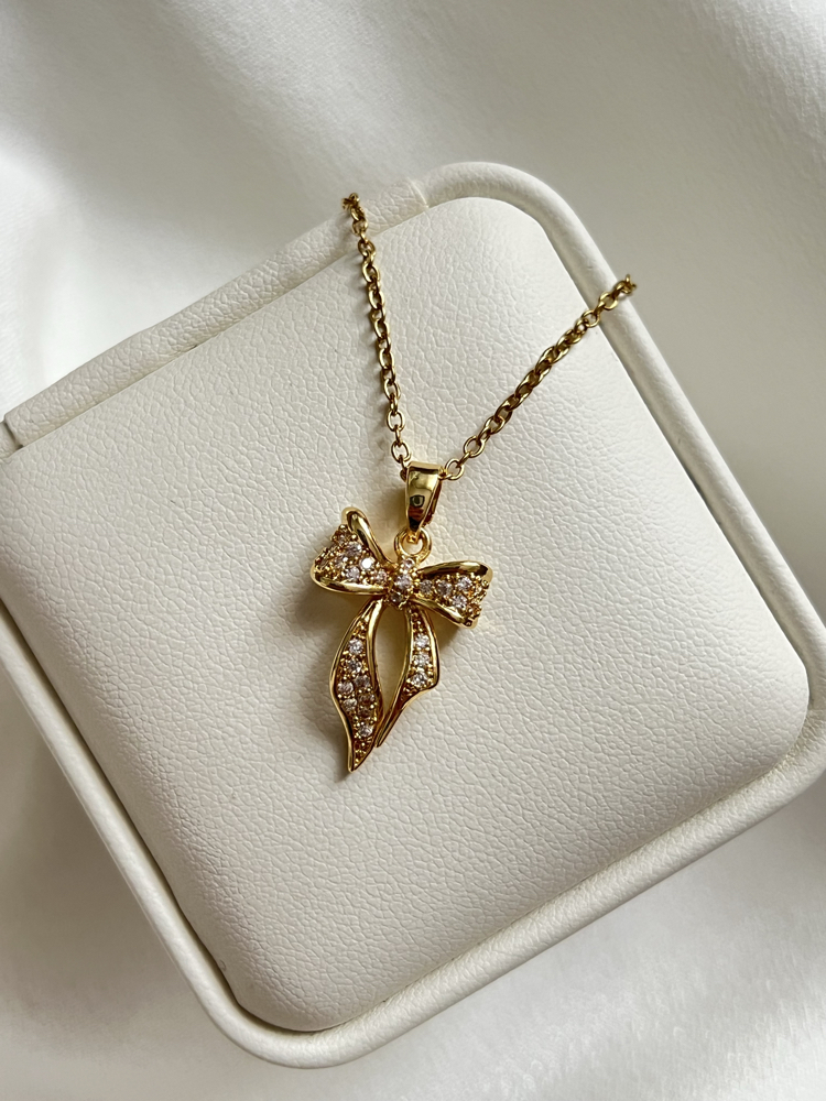 Gold Fiyonk Model Çelik Kolye (45 cm)