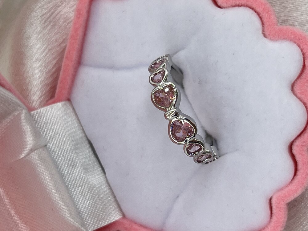 Gümüş Ayarlanabilir Pembe Zirkon Taşlı Fiyonk VIP Yüzük