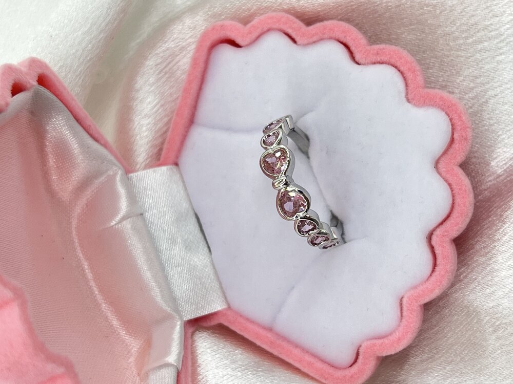 Gümüş Ayarlanabilir Pembe Zirkon Taşlı Fiyonk VIP Yüzük