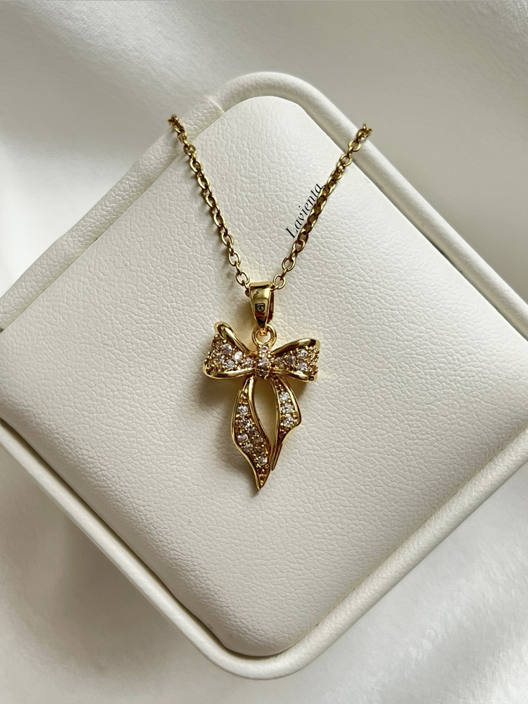 Gold Fiyonk Model Çelik Kolye (45 cm)