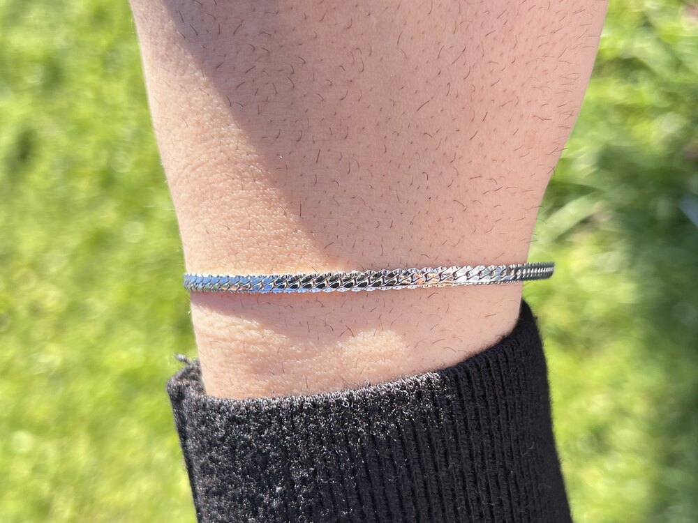Erkek Gümüş 21 cm Uzunluğunda Çelik Bileklik 