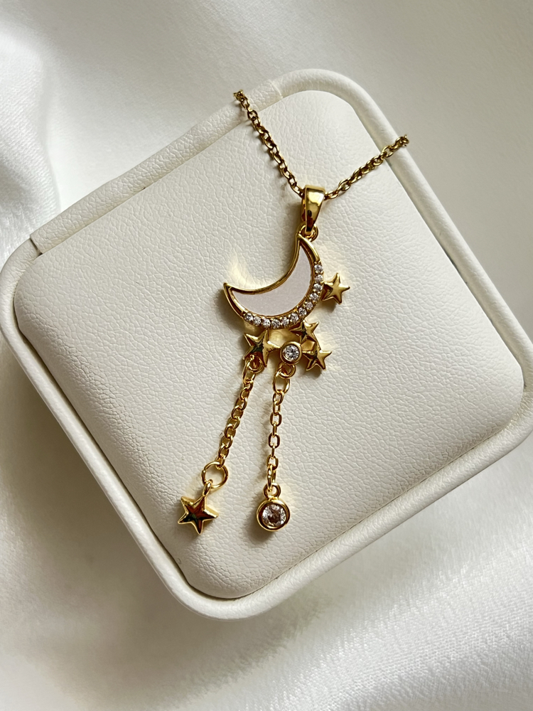 Gold Ay Model Çelik Kolye (45 cm)