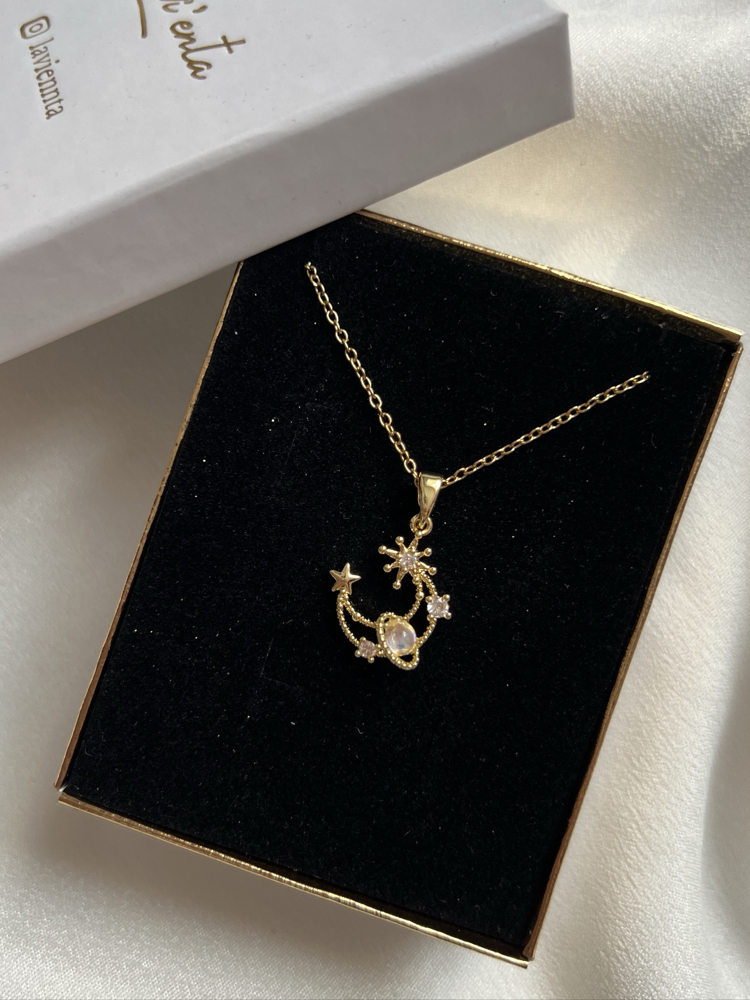 Gold Ay Model Çelik Kolye (45 cm)