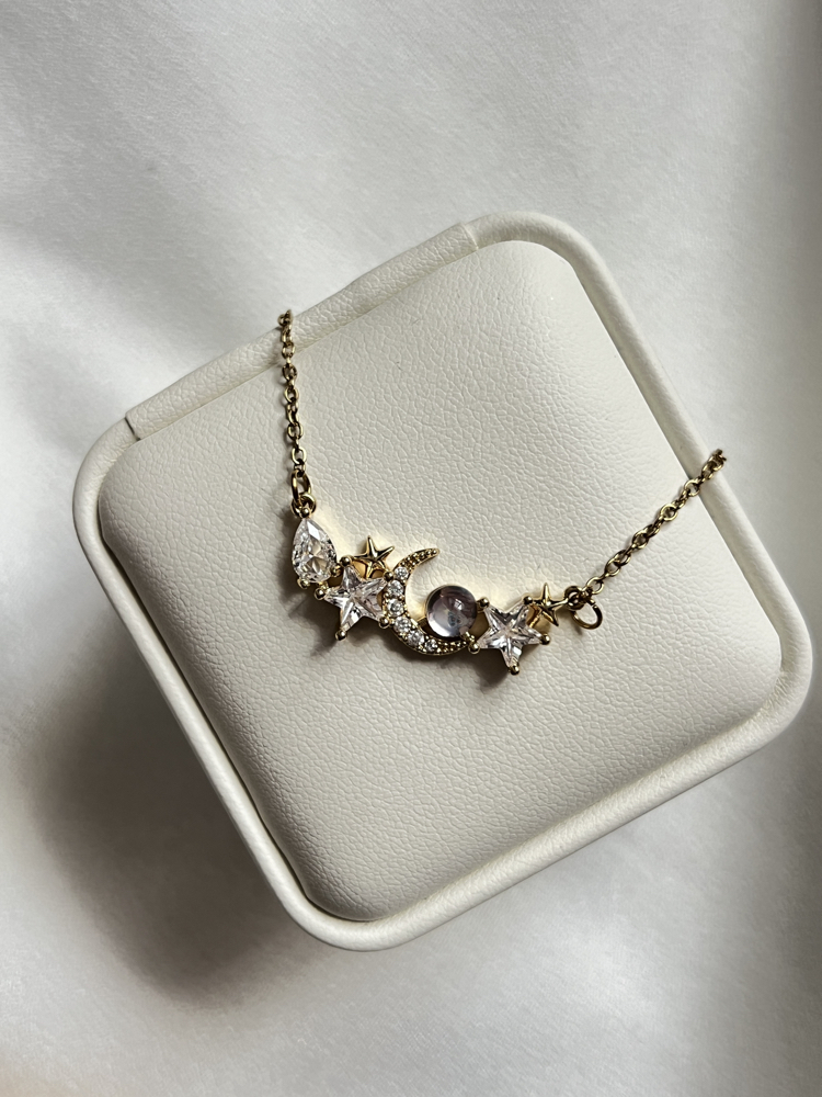 Gold Ay - Yıldız Model Çelik Kolye (45 cm)