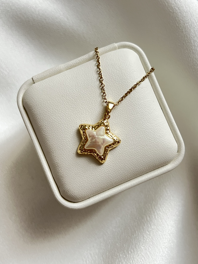 Gold Yıldız Model Çelik Kolye (45 cm)
