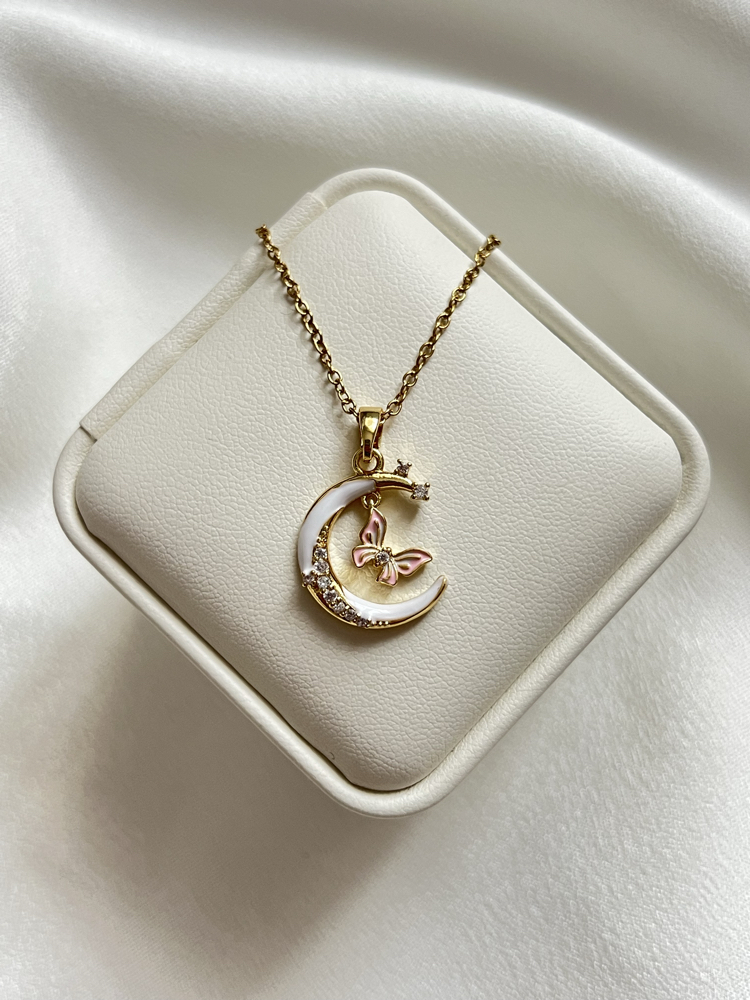 Gold Kelebek Model Çelik Kolye (45 cm)