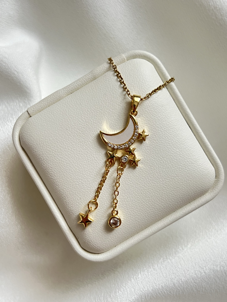 Gold Ay Model Çelik Kolye (45 cm)