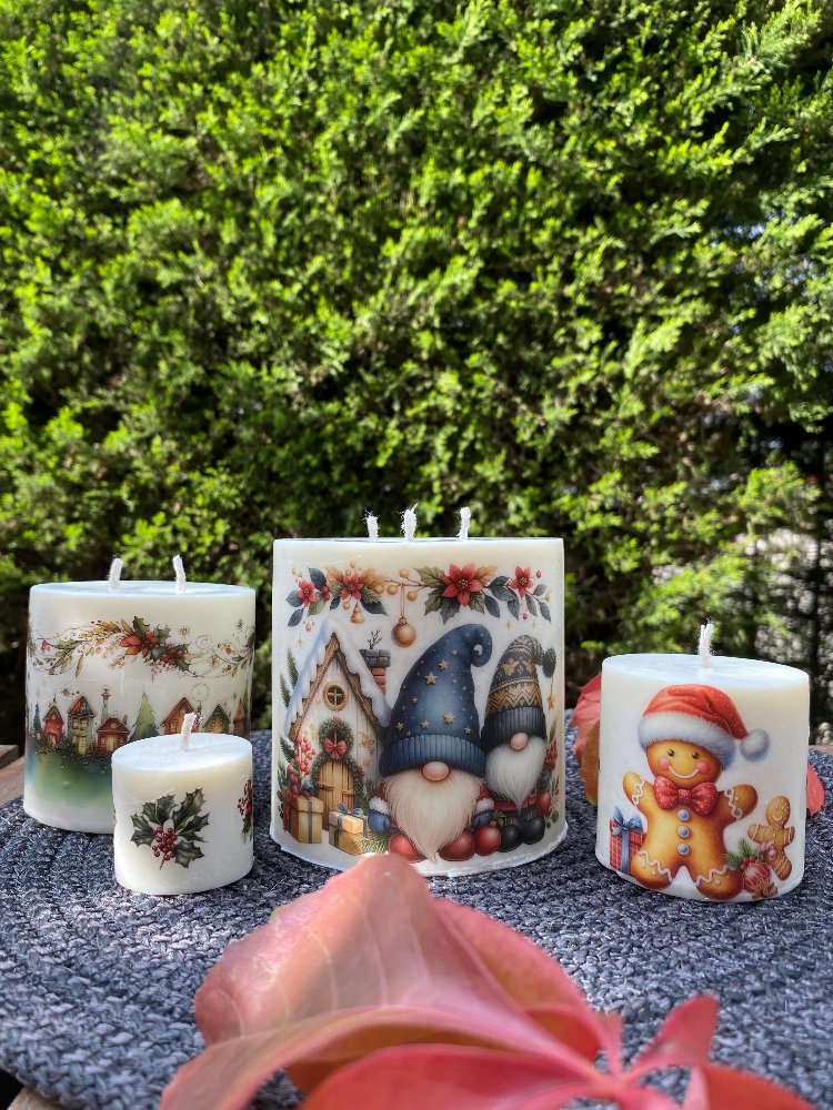 Yılbaşı temalı silindir mum seti (4 lü set)