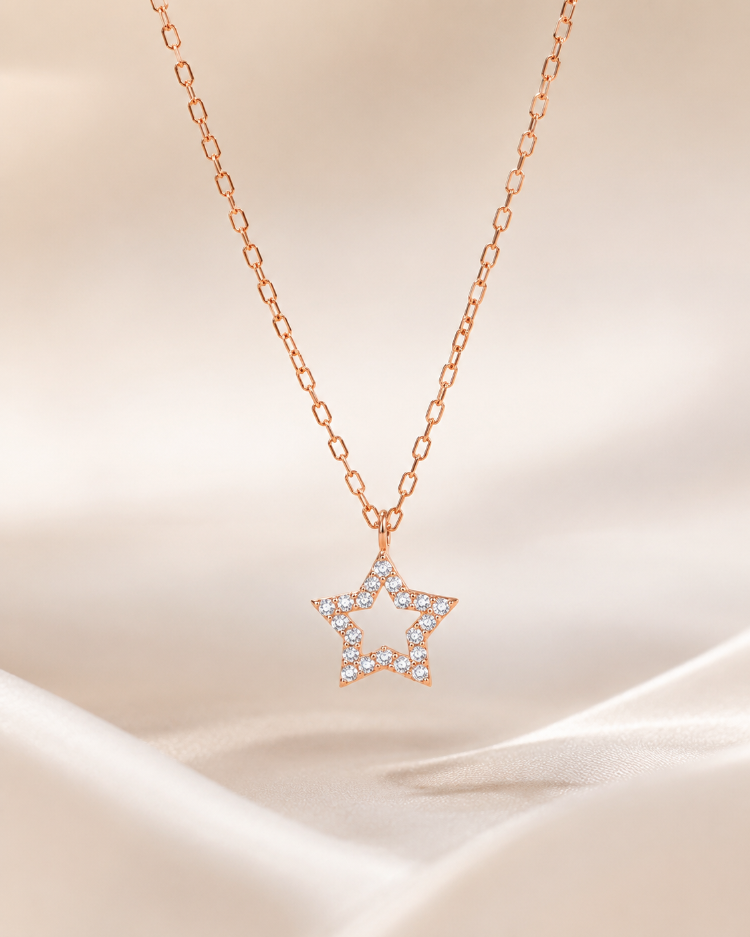 Étoile Rosée 925 Ayar Gümüş Rose Gold Yıldız Kolye