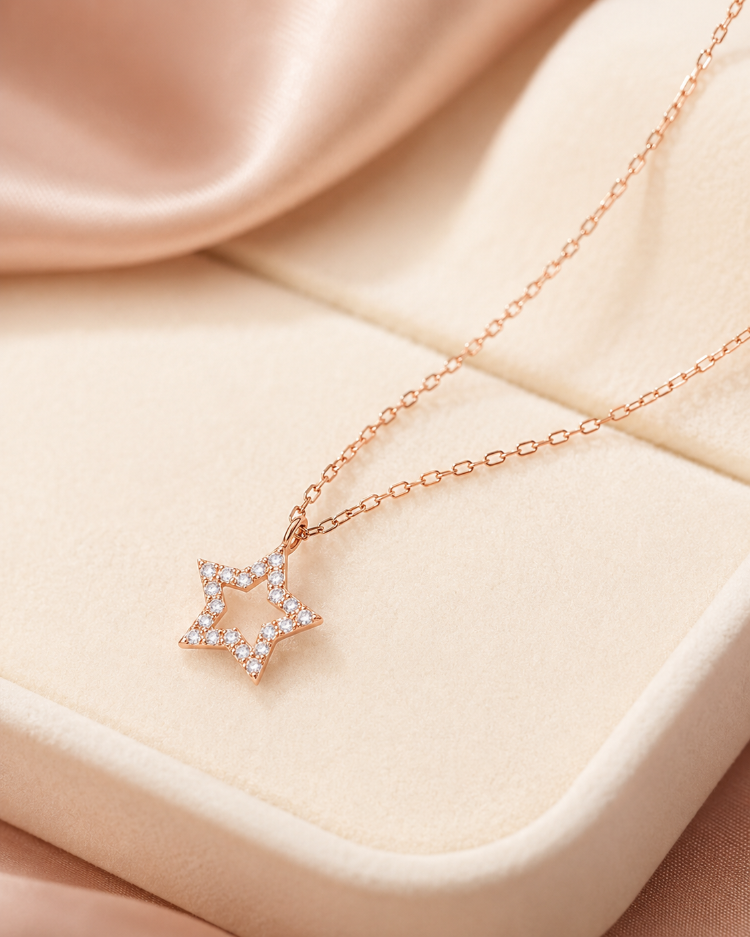 Étoile Rosée 925 Ayar Gümüş Rose Gold Yıldız Kolye