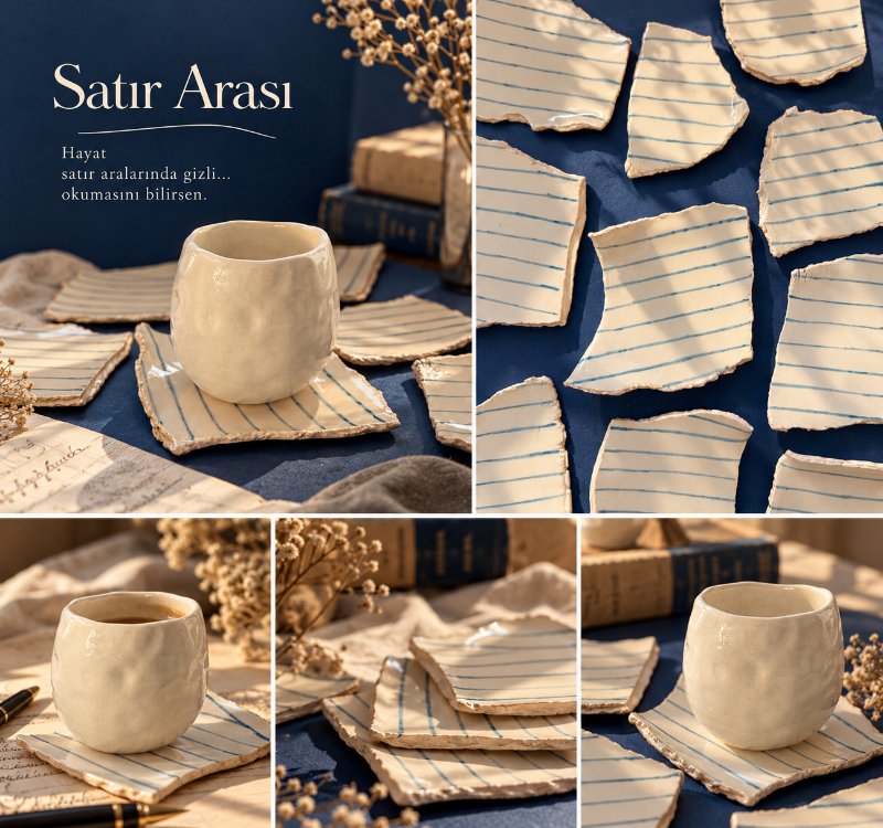 Satır Arası Yırtık Sayfa Bardak Altı