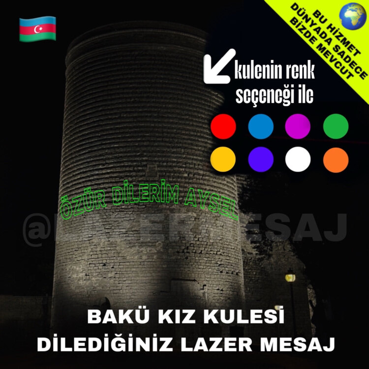BAKÜ KIZ KULESİ DİLEDİĞİNİZ YAZI MONTAJ VİDEO