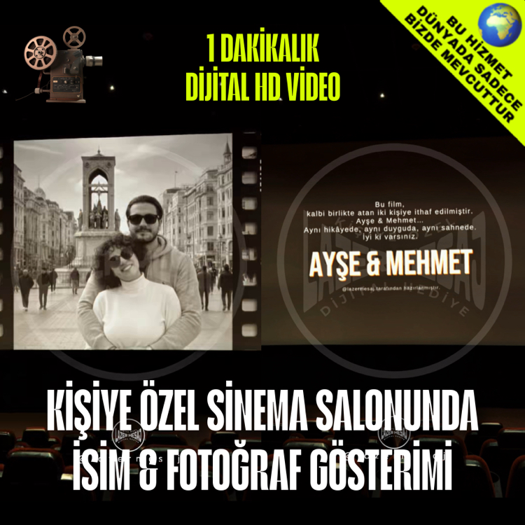 KİŞİYE ÖZEL SİNEMA SALONUNDA İSİM + FOTOĞRAF GÖSTERİM MONTAJ VİDEOSU