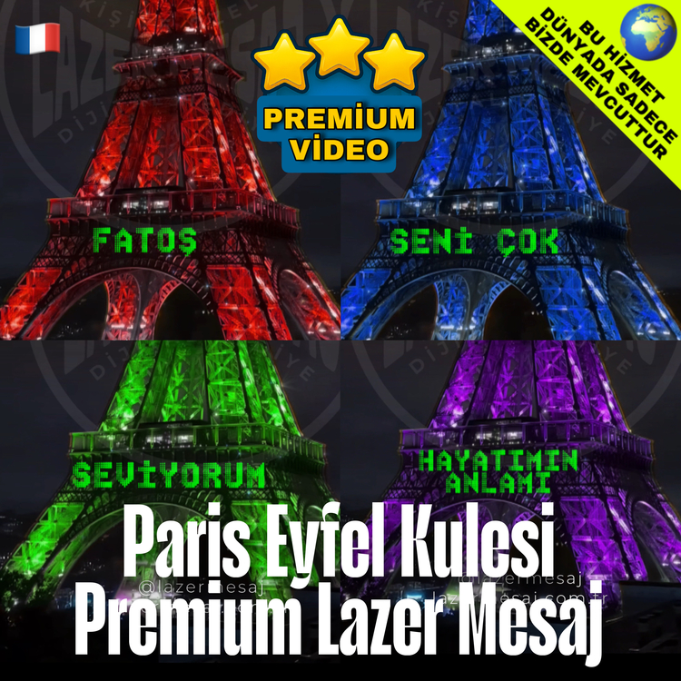 PREMİUM PARİS EYFELDE DİLEDİĞİNİZ YAZI MONTAJ VİDEO