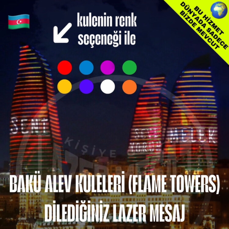 BAKÜ ALEV KULELERİ(Flame Towers) DİLEDİĞİNİZ YAZI MONTAJ VİDEO