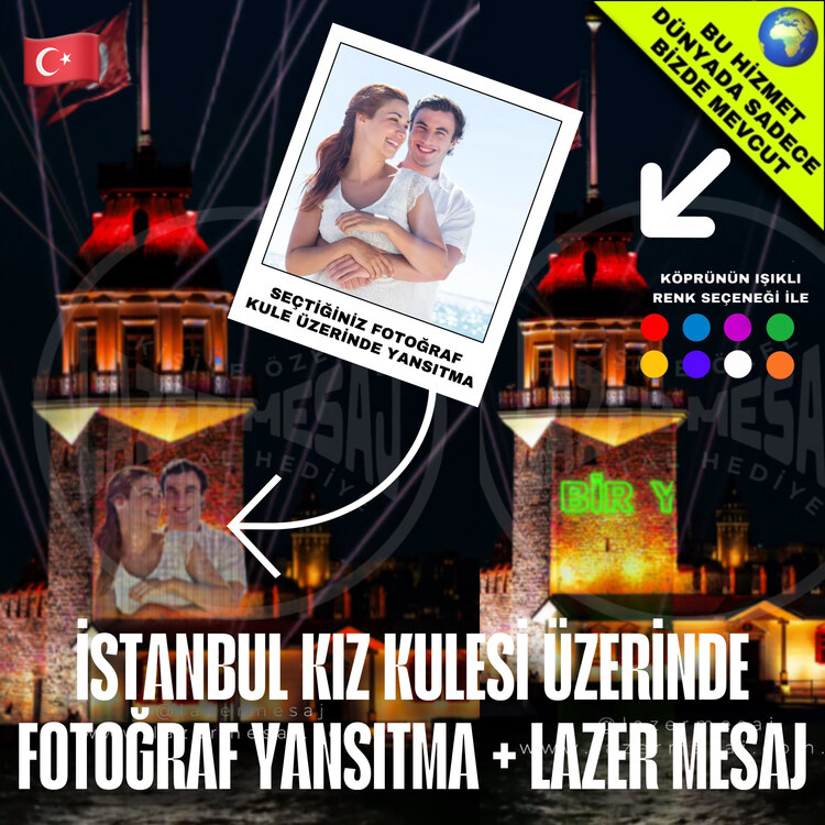 İSTANBUL KIZ KULESİ FOTOĞRAF YANISTMA + LAZER MESAJ VİDEO MONTAJ