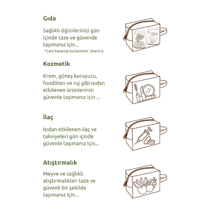 Kahverengi Makyaj Malzemesi, İlaç, Bebek Maması ve Yemek Taşıma