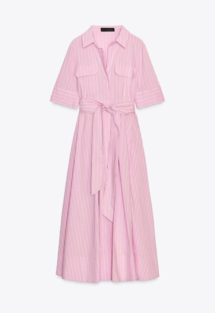 ZR pink çizgili kadin elbise