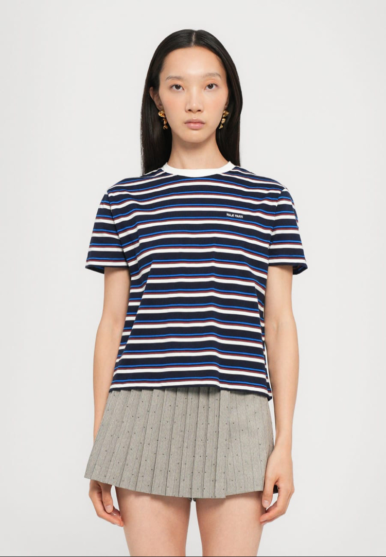 Maje Paris stripe Kadin Tshirt