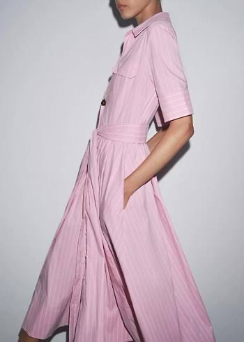ZR pink çizgili kadin elbise