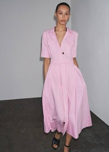 ZR pink çizgili kadin elbise