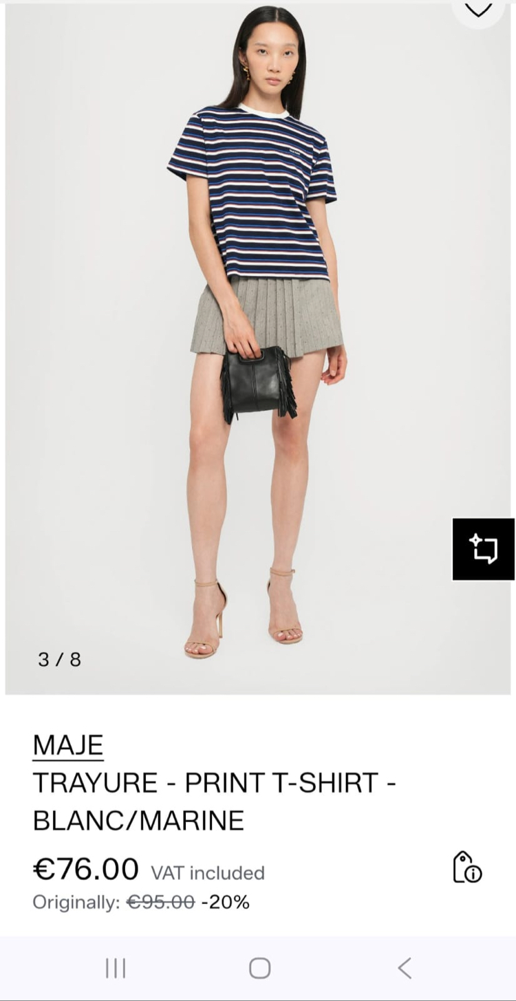 Maje Paris stripe Kadin Tshirt