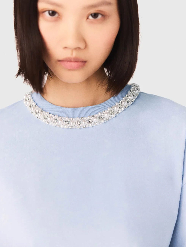 Maje Paris blue tas detay kadın Tshirt