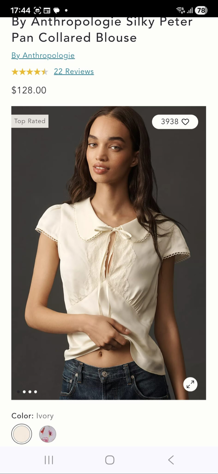 Anthropologie Bebe yaka saten kadın bluz