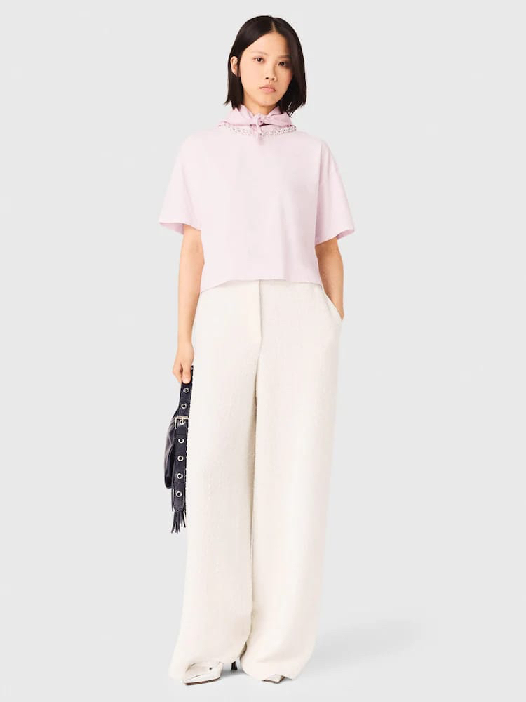 Maje Paris pink tas detay kadın Tshirt