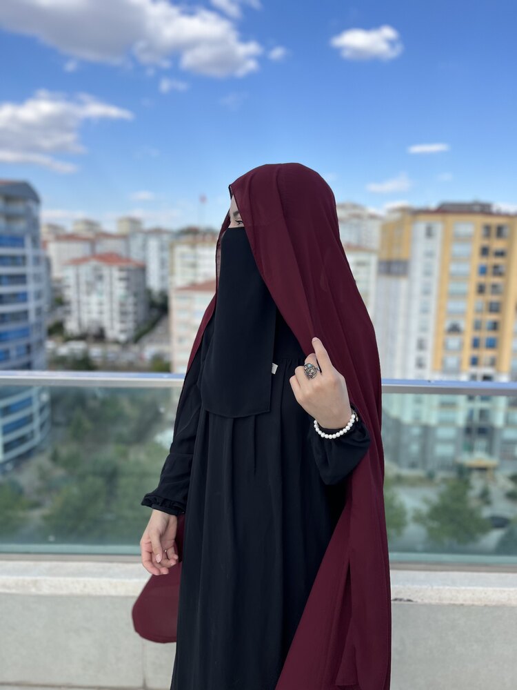 Bordo Suudi İpeği Şal