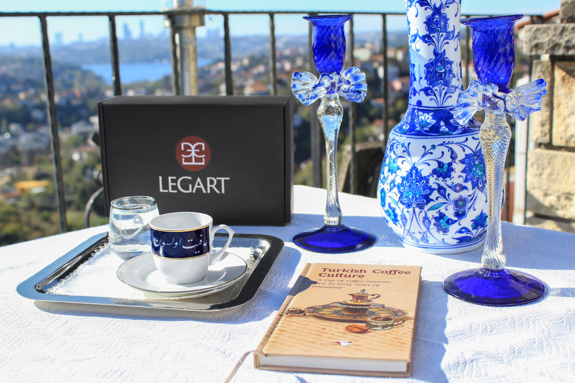 Lacivert Afiyet Olsun Yazılı Kahve Fincanı 80cc