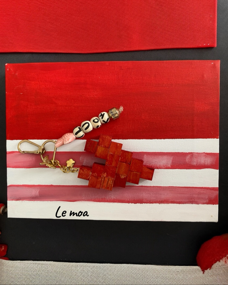 Wooden Heart Keychain No:Luck