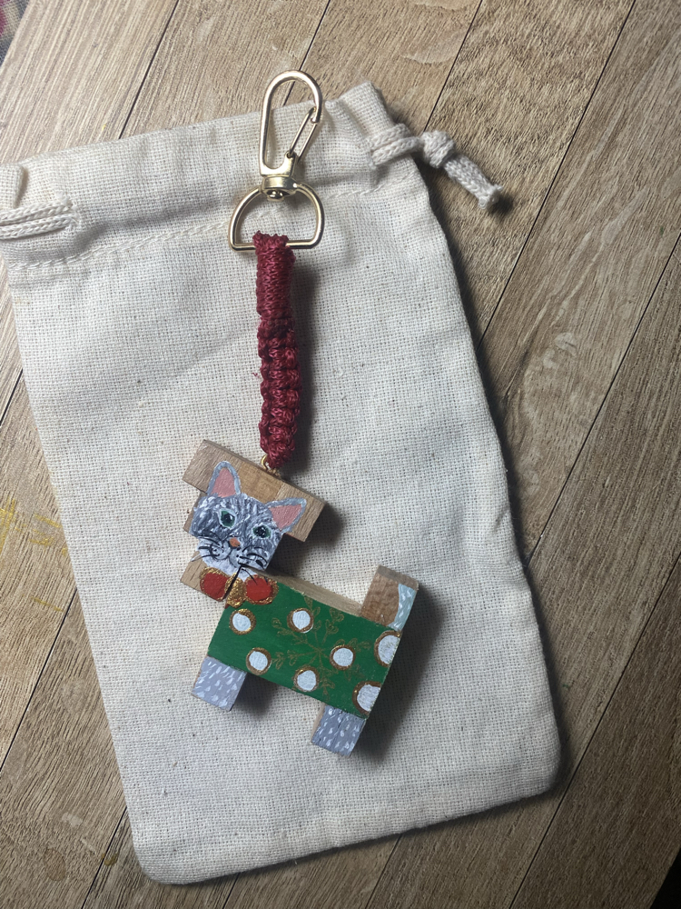cat Wooden Keychains
