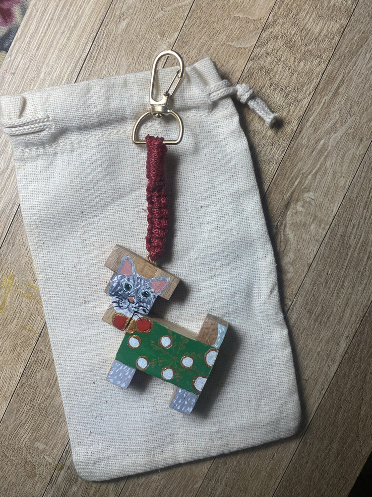 cat Wooden Keychains