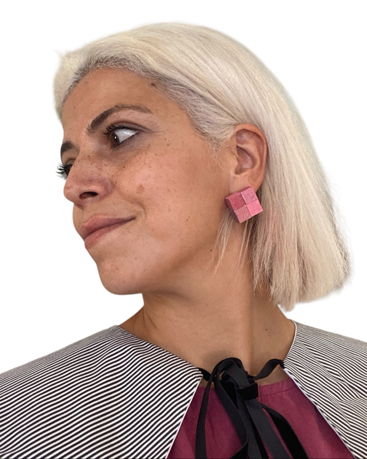 Wooden Heart Earring No: Rose
