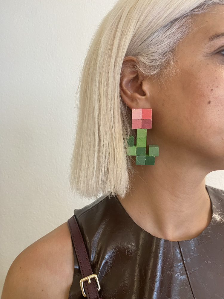 Wooden Heart Earring No: Rose