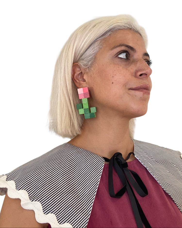 Wooden Heart Earring No: Rose