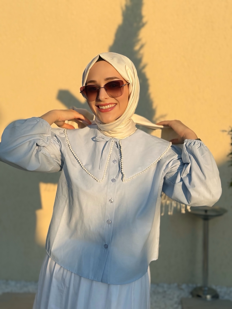 İnci Detay Bebe Yaka Gömlek