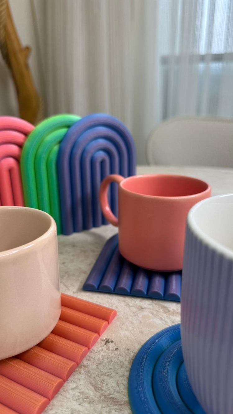 Modern Dalga Formlu Bardak Altlığı 6'lı Set