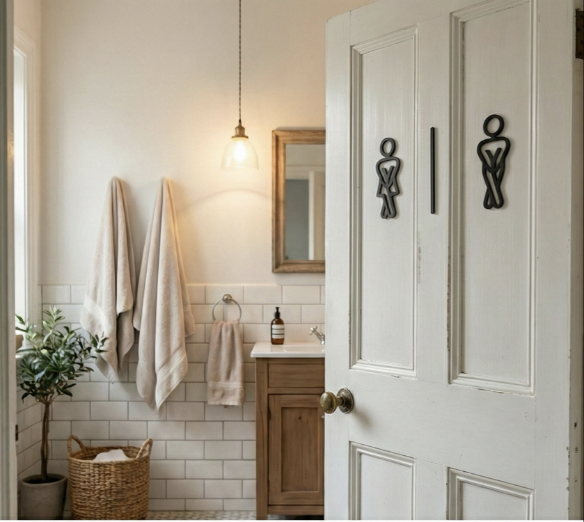 Modern WC Kapı Simgesi | Minimal Kadın – Erkek Tabela