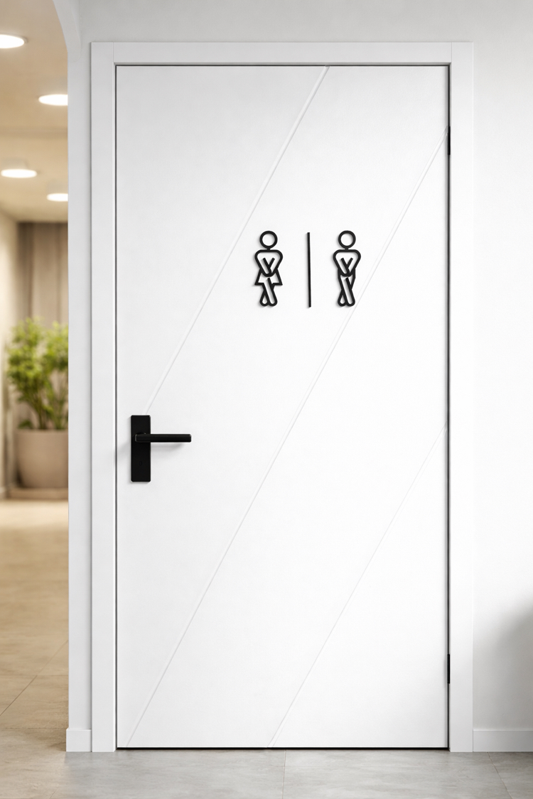 Modern WC Kapı Simgesi | Minimal Kadın – Erkek Tabela