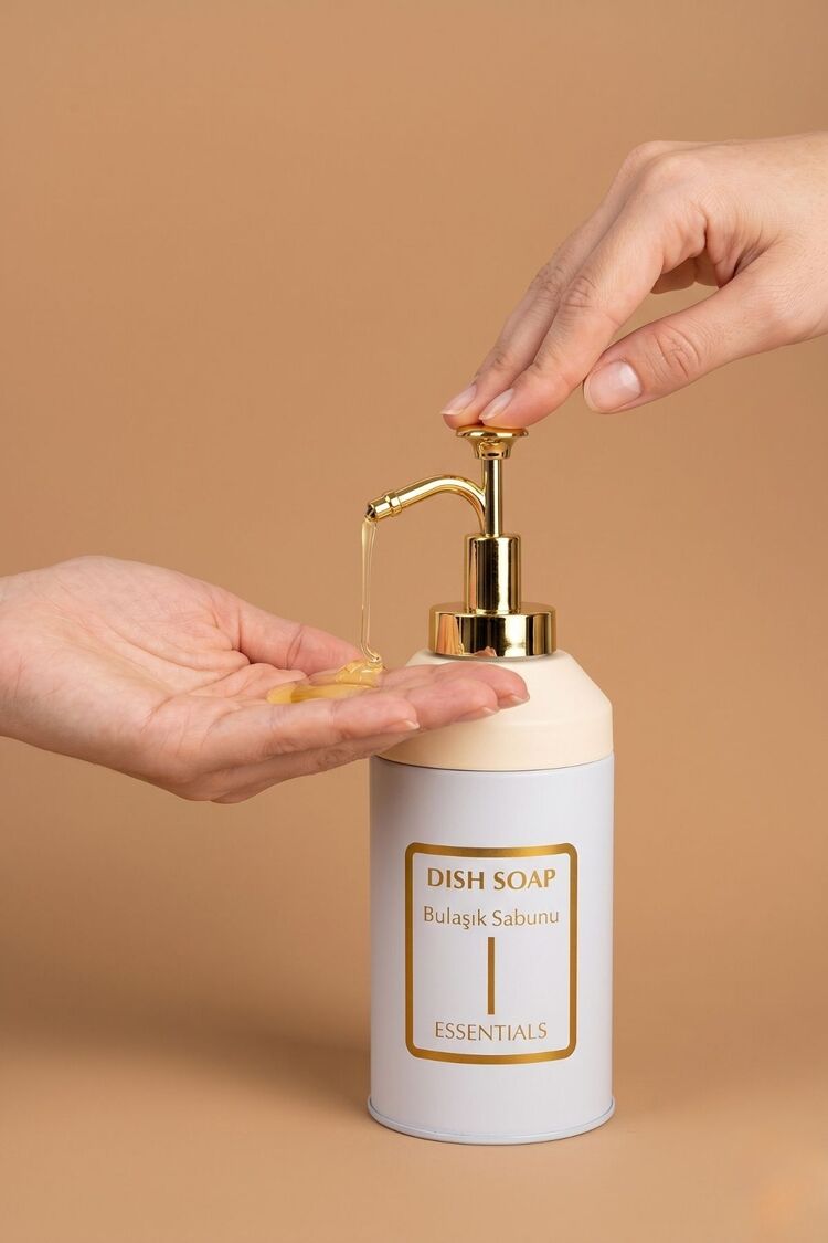 Standlı Sıvı Sabunluk Seti | El Sabunu  Bulaşık Sabunu | Metal Stant | 350 ML | Metal