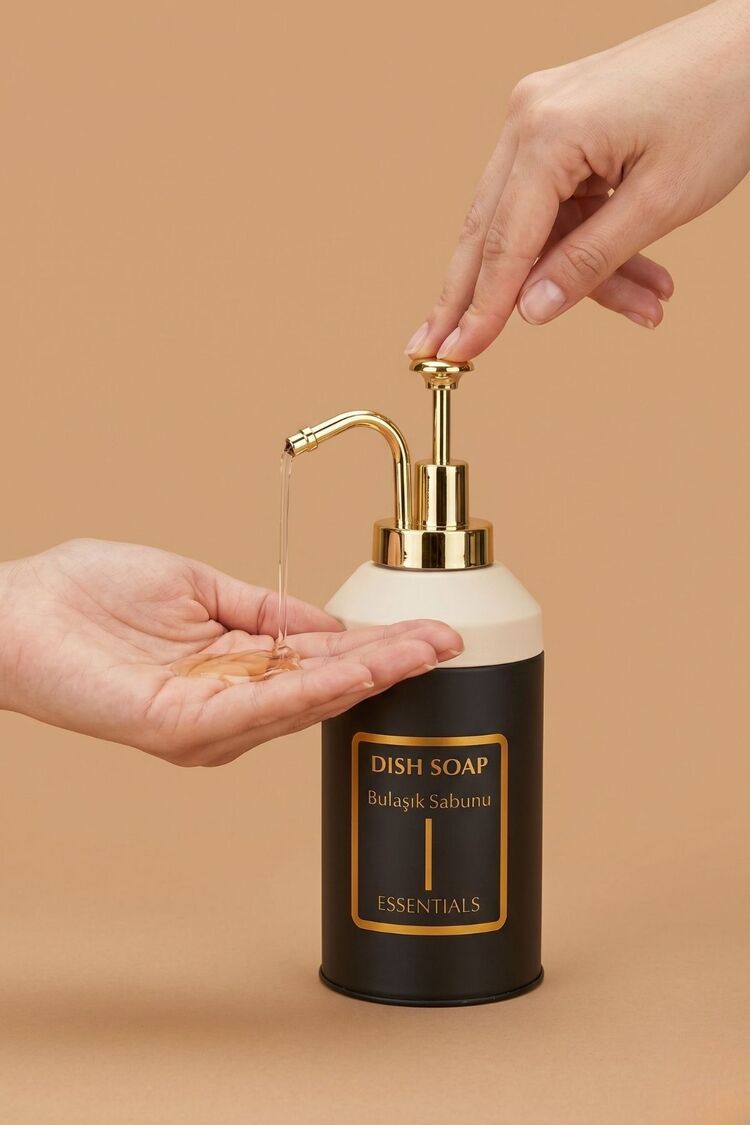 Standlı Sıvı Sabunluk Seti | El Sabunu Bulaşık Sabunu | Metal Stant | 350 ML | Metal