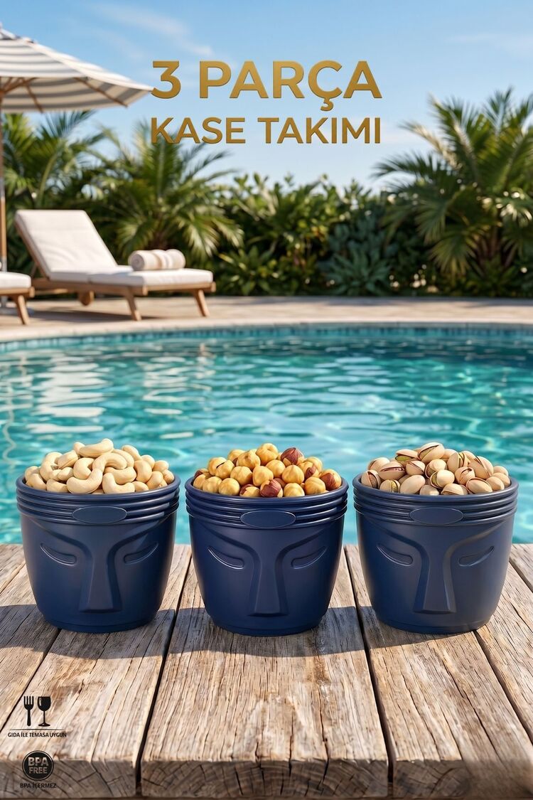 3 Parça Dekoratif Kase Takımı | Çerezlik Atıştırmalık Sunum Kasesi | BPA Free
