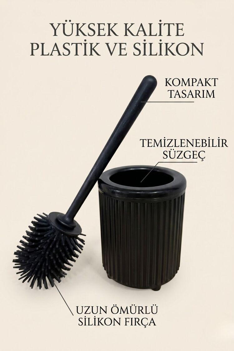 Silikon Uçlu Tuvalet Fırçası Seti | Tuvalet WC ve Klozet Temizleme Fırçası |Siyah